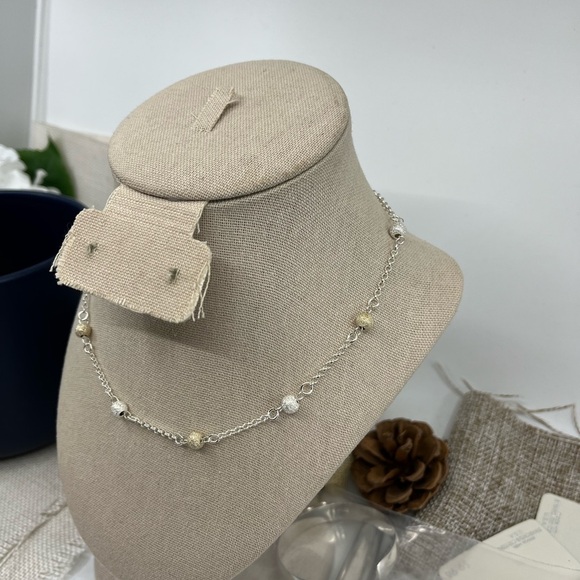 Vintage Milor Italy .925 Sterling Silver & Gold-Plated Stardust Bead Necklace - Picture 7 of 17